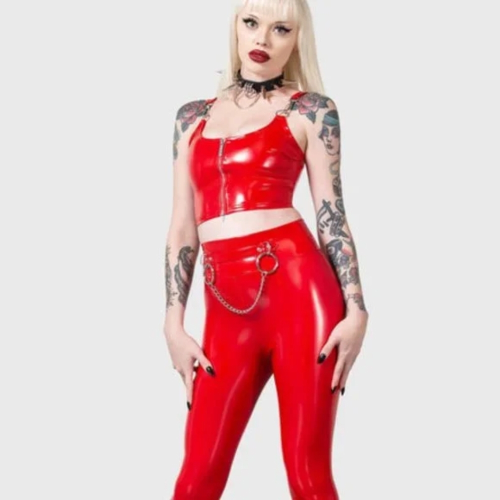 Killstar Bat B*tch Leggings - Red Size XXL